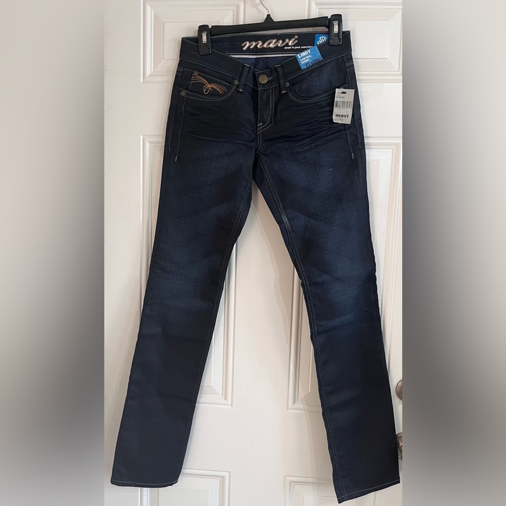 MAVI Jeans 27x32 Dark Wash Blue Stretch Denim Low Rise Lindy Skinny Pants NWT